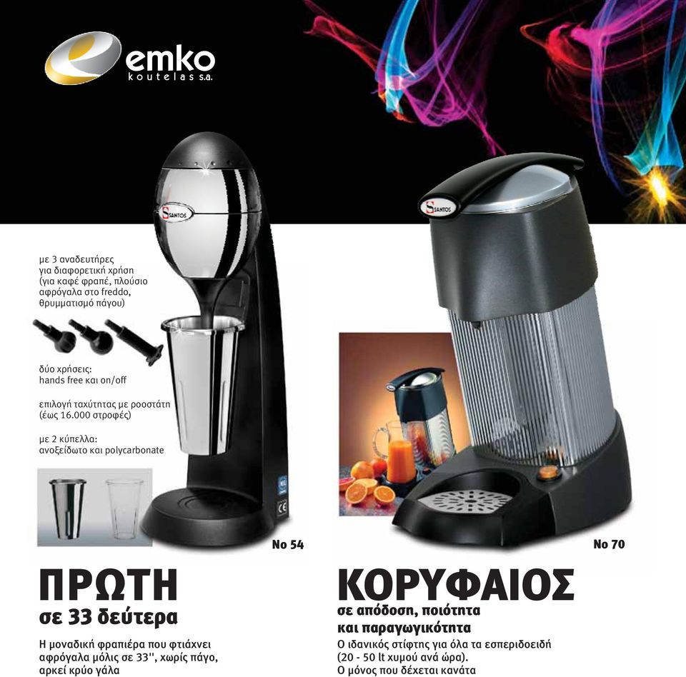 000 στροφές) με 2 κύπελλα: ανοξείδωτο και polycarbonate ΠΡΩΤΗ σε 33 δεύτερα Η μοναδική φραπιέρα που φτιάχνει αφρόγαλα μόλις
