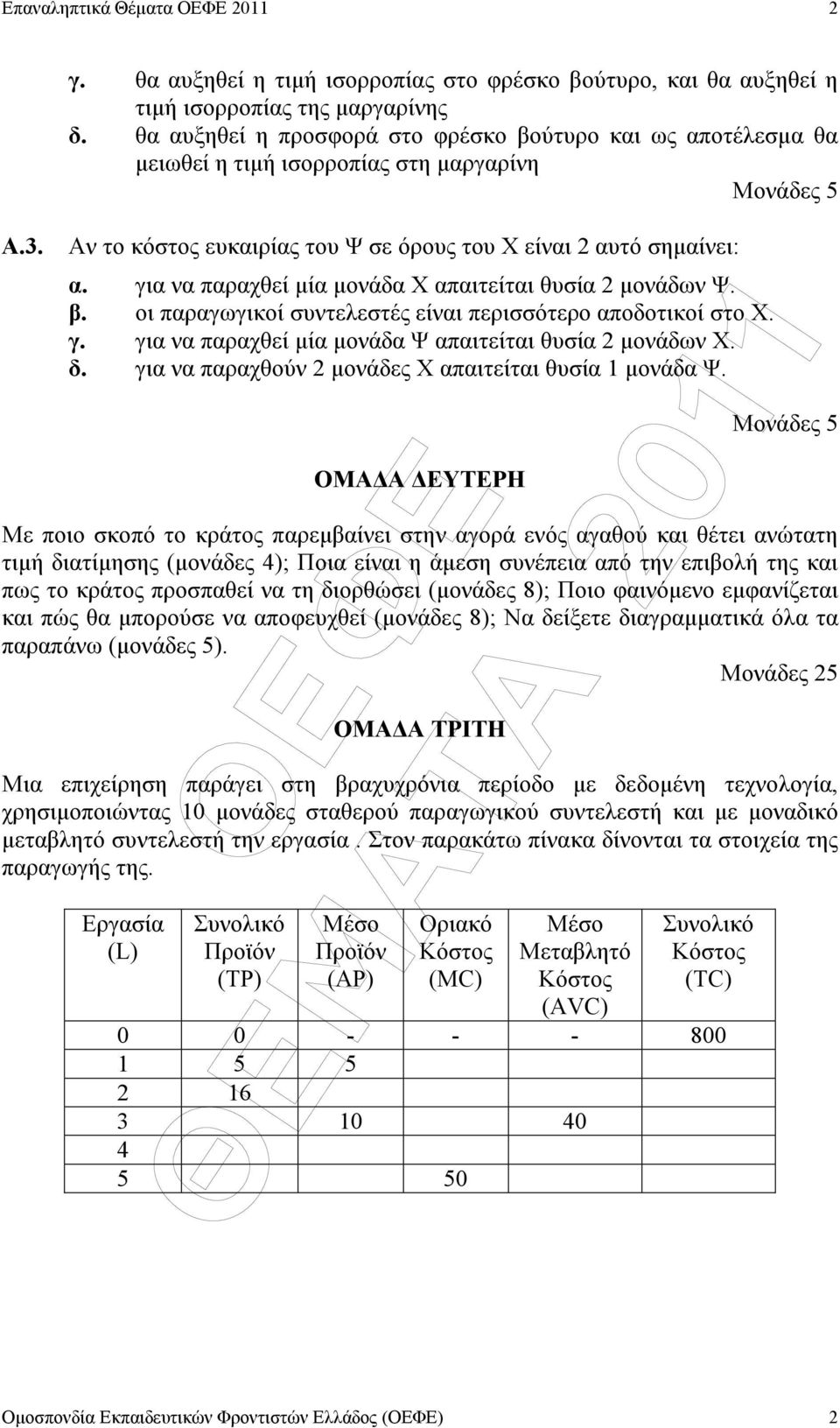 για να παραχθεί µία µονάδα Χ απαιτείται θυσία 2 µονάδων Ψ. β. οι παραγωγικοί συντελεστές είναι περισσότερο αποδοτικοί στο Χ. γ. για να παραχθεί µία µονάδα Ψ απαιτείται θυσία 2 µονάδων Χ. δ.