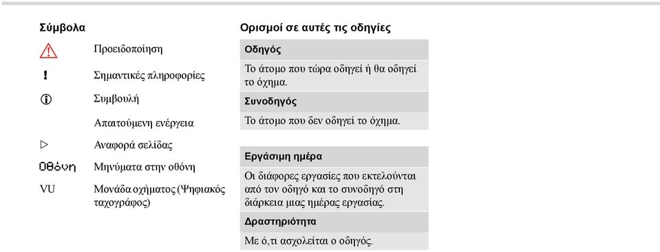 οδηγεί ή θα οδηγεί το όχημα. Συνοδηγός Το άτομο που δεν οδηγεί το όχημα.