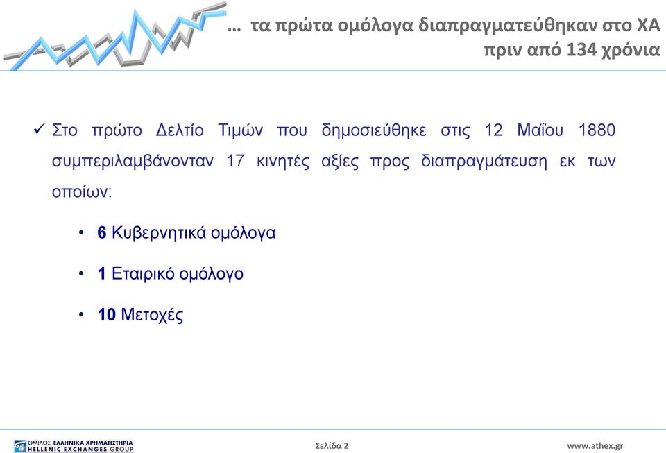 συμπεριλαμβάνονταν 17 κινητές αξίες προς διαπραγμάτευση εκ των