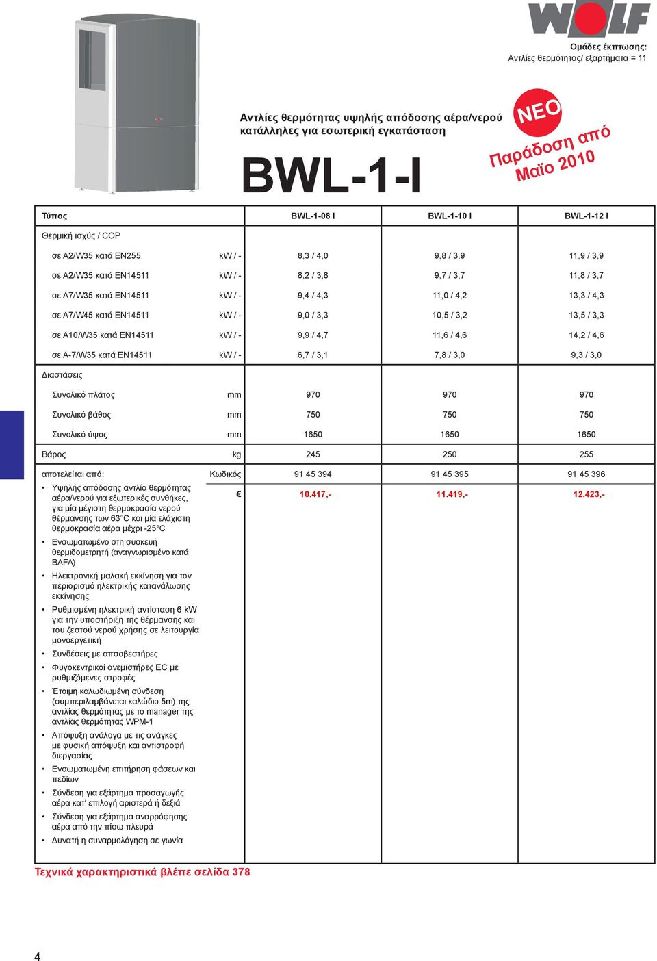 - 9,0 / 3,3 10,5 / 3,2 13,5 / 3,3 σε A10/W35 κατά EN14511 kw / - 9,9 / 4,7 11,6 / 4,6 14,2 / 4,6 σε A-7/W35 κατά EN14511 kw / - 6,7 / 3,1 7,8 / 3,0 9,3 / 3,0 Διαστάσεις Συνολικό πλάτος mm 970 970 970