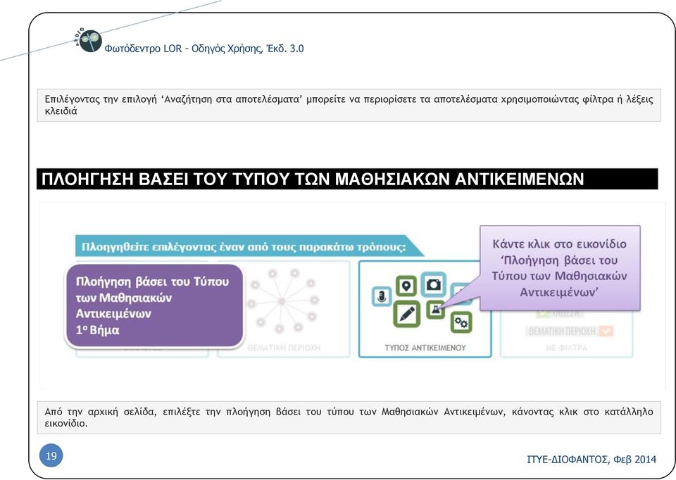 ΤΩΝ ΜΑΘΗΣΙΑΚΩΝ ΑΝΤΙΚΕΙΜΕΝΩΝ Από την αρχική σελίδα, επιλέξτε την πλοήγηση βάσει