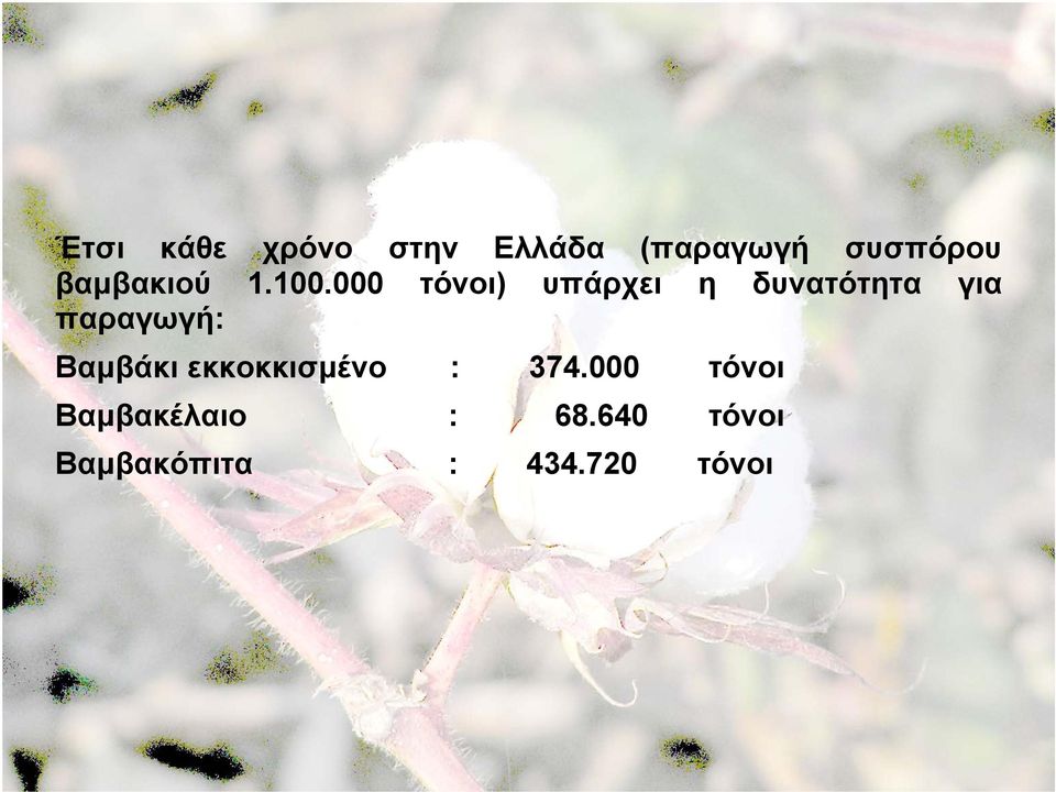 000 τόνοι) υπάρχει η δυνατότητα για παραγωγή: