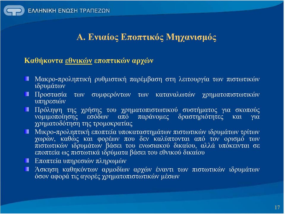 Μικρο-προληπτική εποπτεία υποκαταστημάτων πιστωτικών ιδρυμάτων τρίτων χωρών, καθώς και φορέων που δεν καλύπτονται από τον ορισμό των πιστωτικών ιδρυμάτων βάσει του ενωσιακού δικαίου, αλλά