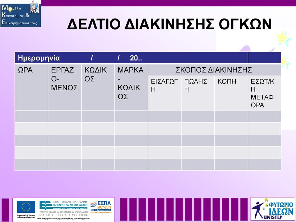 ΜΑΡΚΑ - ΚΩΔΙΚ ΟΣ ΕΙΣΑΓΩΓ Η ΣΚΟΠΟΣ