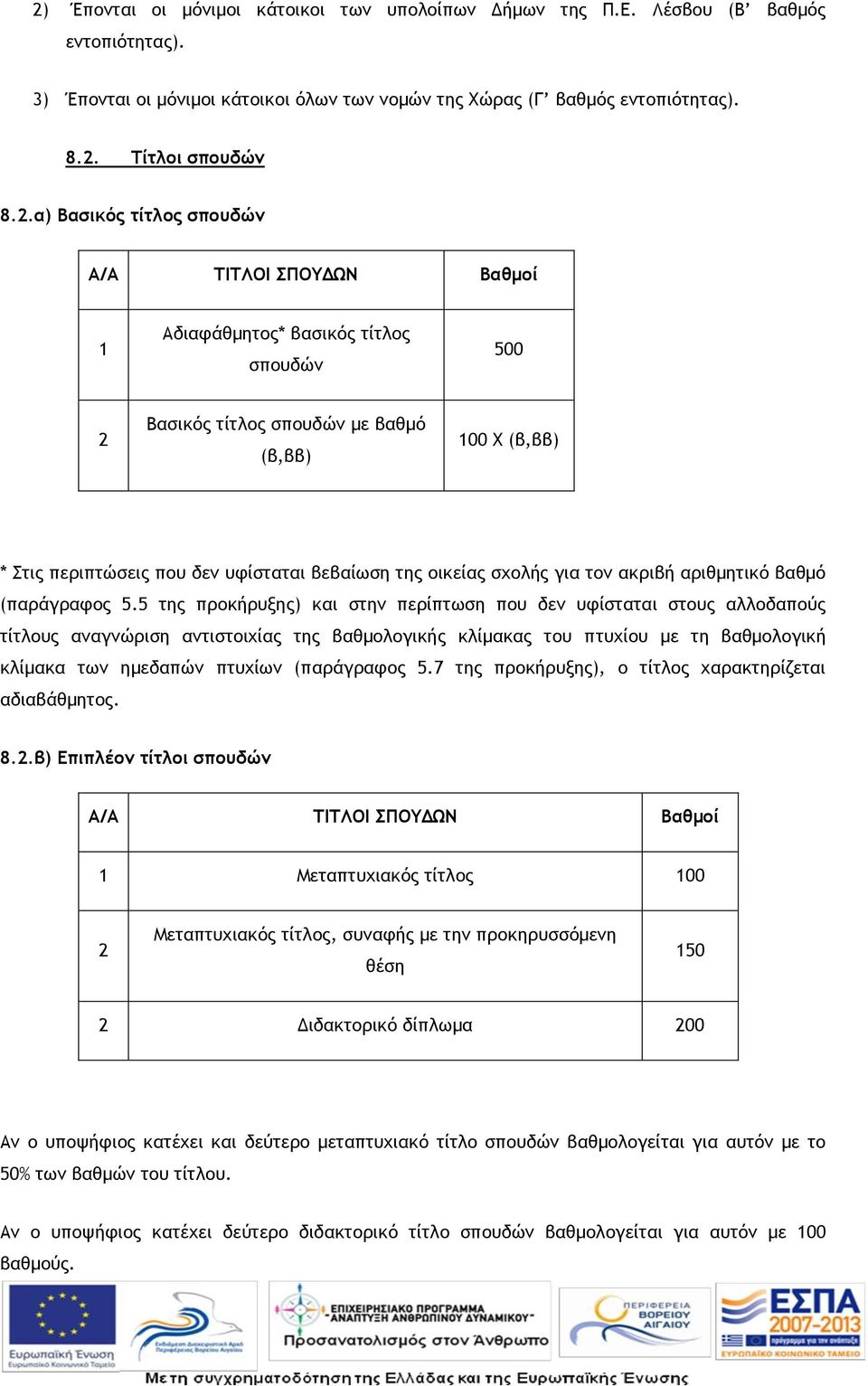 οικείας σχολής για τον ακριβή αριθμητικό βαθμό (παράγραφος 5.