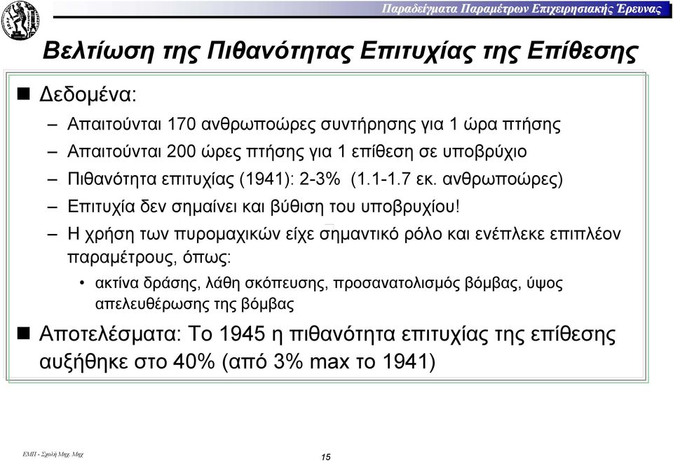 ανθρωποώρες) Επιτυχία δεν σηµαίνει και βύθιση του υποβρυχίου!