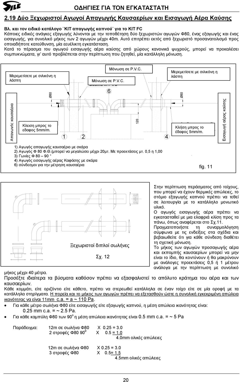 των 2 αγωγών μέχρι 40m. Αυτό επιτρέπει εκτός από ξεχωριστό προσανατολισμό προς οποιαδήποτε κατεύθυνση, μία εευέλικτη εγκατάσταση.