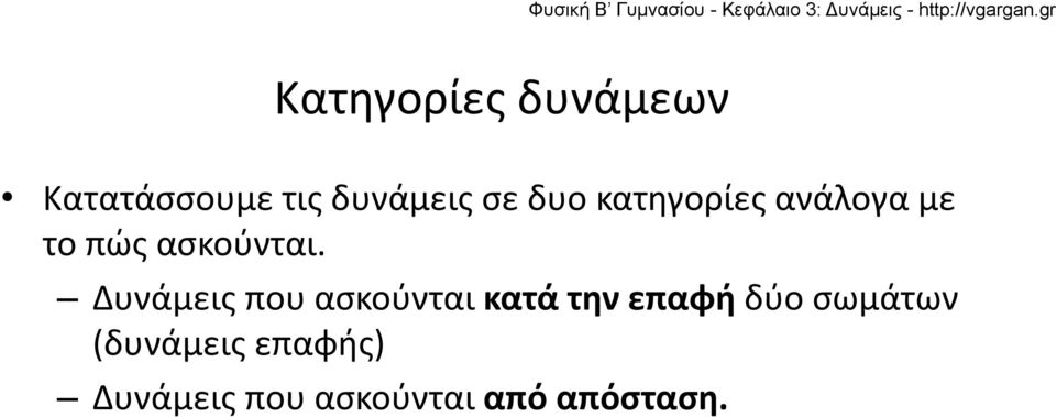 Δυνάμεις που ασκούνται κατά την επαφή δύο σωμάτων