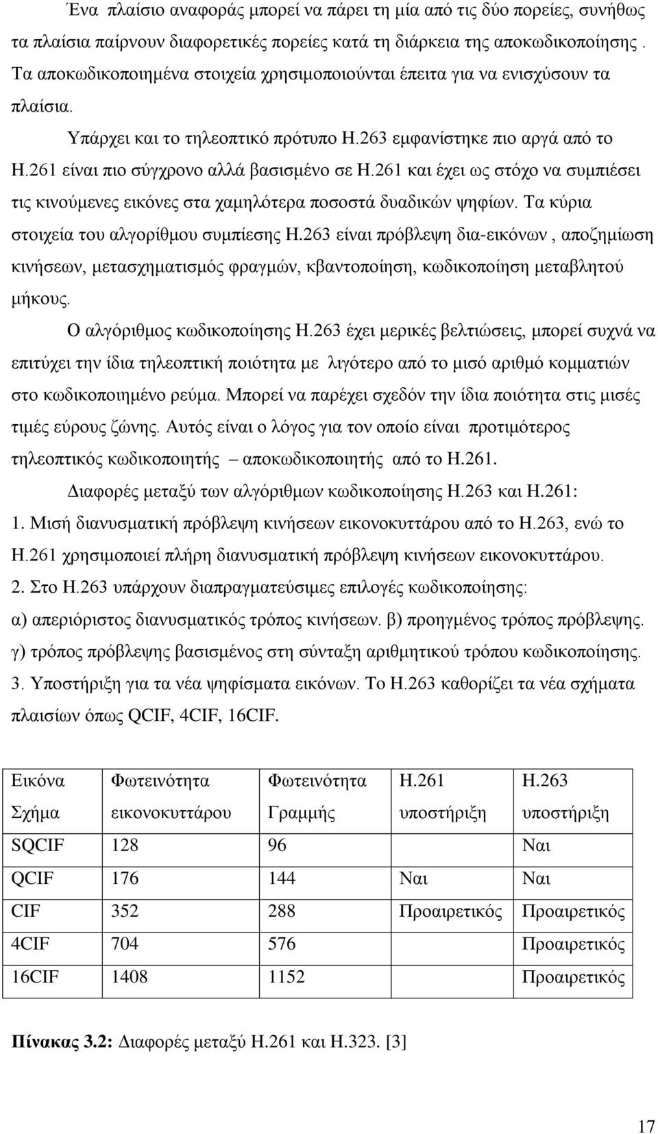 261 και έχει ως στόχο να συμπιέσει τις κινούμενες εικόνες στα χαμηλότερα ποσοστά δυαδικών ψηφίων. Τα κύρια στοιχεία του αλγορίθμου συμπίεσης H.