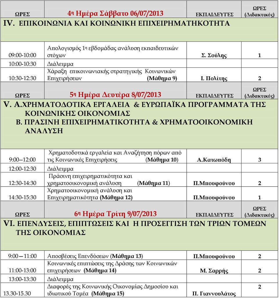 ΧΡΗΜΑΤΟΔΟΤΙΚΑ ΕΡΓΑΛΕΙΑ & ΕΥΡΩΠΑΪΚΑ ΠΡΟΓΡΑΜΜΑΤΑ ΤΗΣ ΚΟΙΝΩΝΙΚΗΣ ΟΙΚΟΝΟΜΙΑΣ Β.