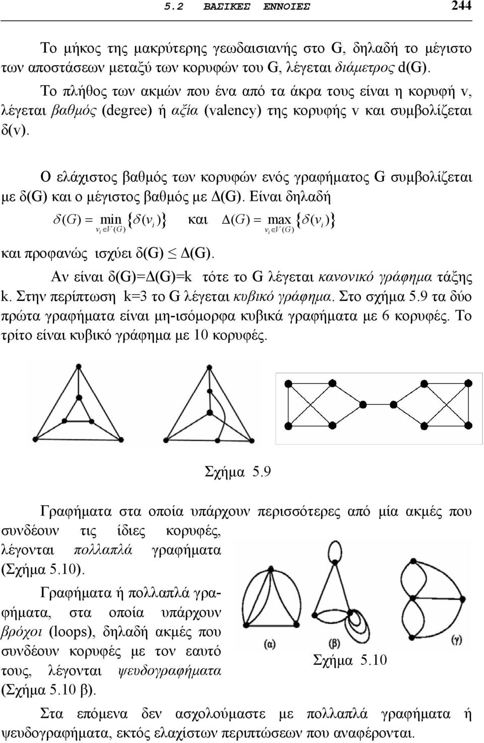 Ο ελάχιστος βαθμός των κορυφών ενός γραφήματος G συμβολίζεται με δ(g) και ο μέγιστος βαθμός με Δ(G).