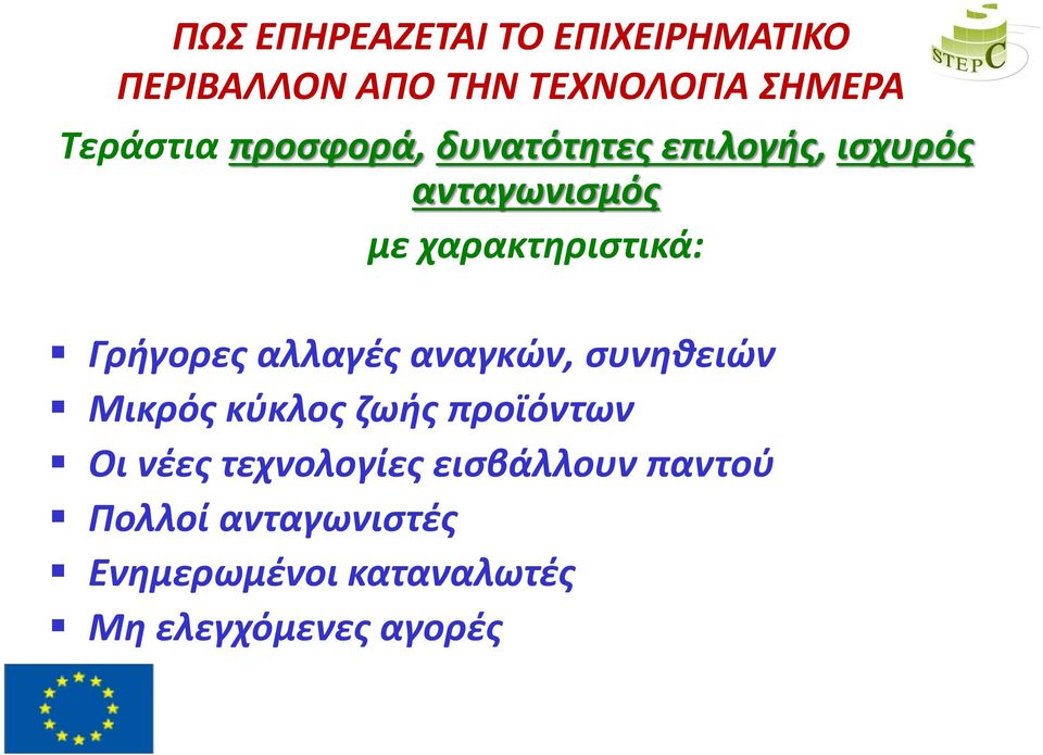 αλλαγές αναγκών, συνηθειών Μικρός κύκλος ζωής προϊόντων Οι νέες τεχνολογίες