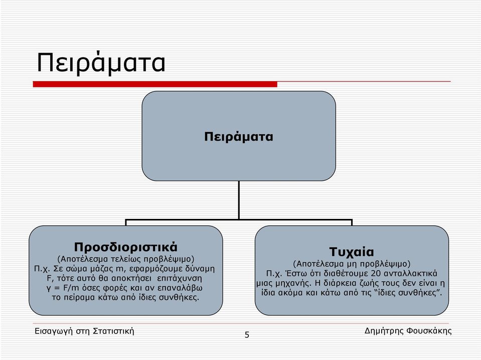 και αν επαναλάβω το πείραμα κάτω από ίδιες συνθήκες. Τυχα