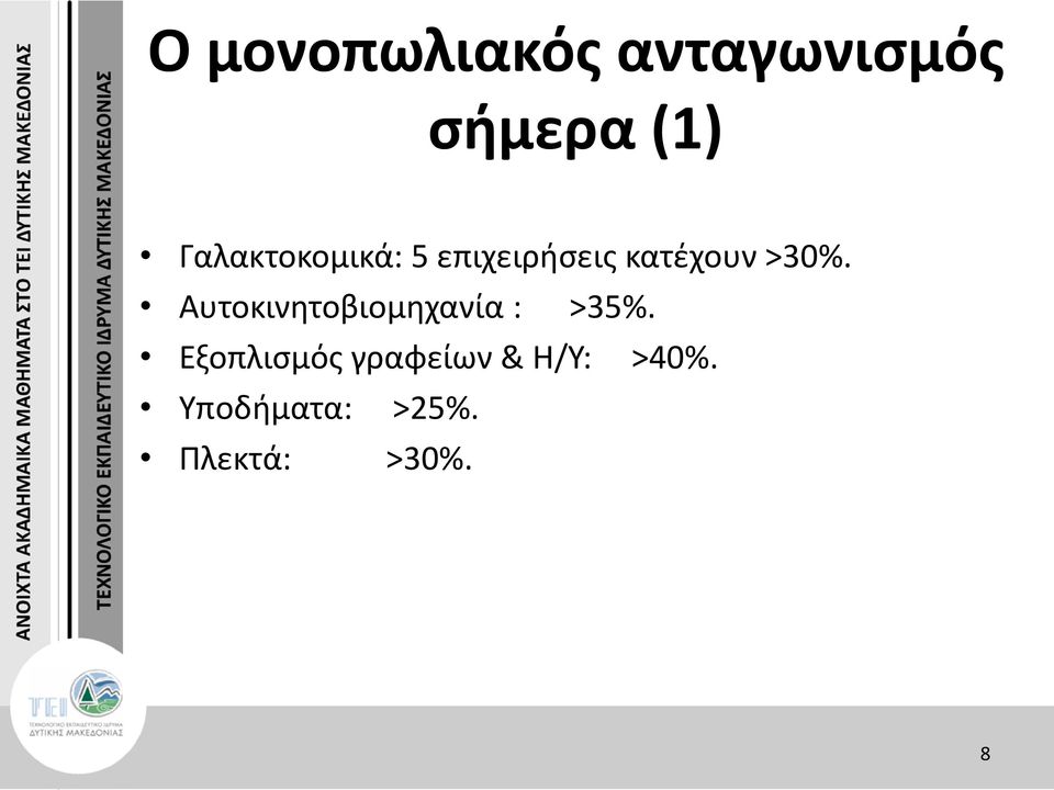 Αυτοκινητοβιομηχανία : >35%.