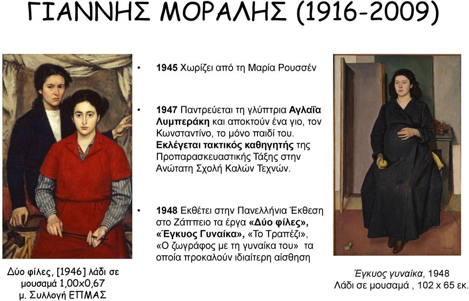 Δύο φίλες, [1946] λάδι σε μουσαμά 1,00x0,67 μ.