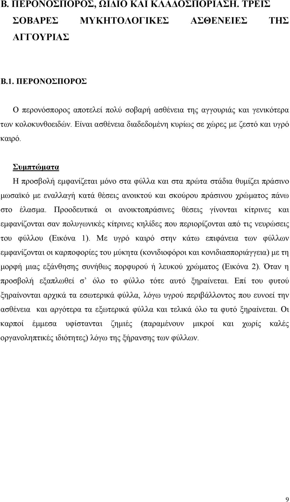 Συµπτώµατα Η προσβολή εµφανίζεται µόνο στα φύλλα και στα πρώτα στάδια θυµίζει πράσινο µωσαϊκό µε εναλλαγή κατά θέσεις ανοικτού και σκούρου πράσινου χρώµατος πάνω στο έλασµα.