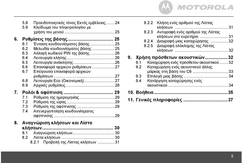 ..27 6.9 Αρχικές ρυθµίσεις...28 7. Ρολόι & αφύπνιση... 29 7.1 Ρύθµιση της ηµεροµηνίας...29 7.2 Ρύθµιση της ώρας...29 7.3 Ρύθµιση της αφύπνισης...29 7.4 Απενεργοποίηση κουδουνίσµατος αφύπνισης...29 8.