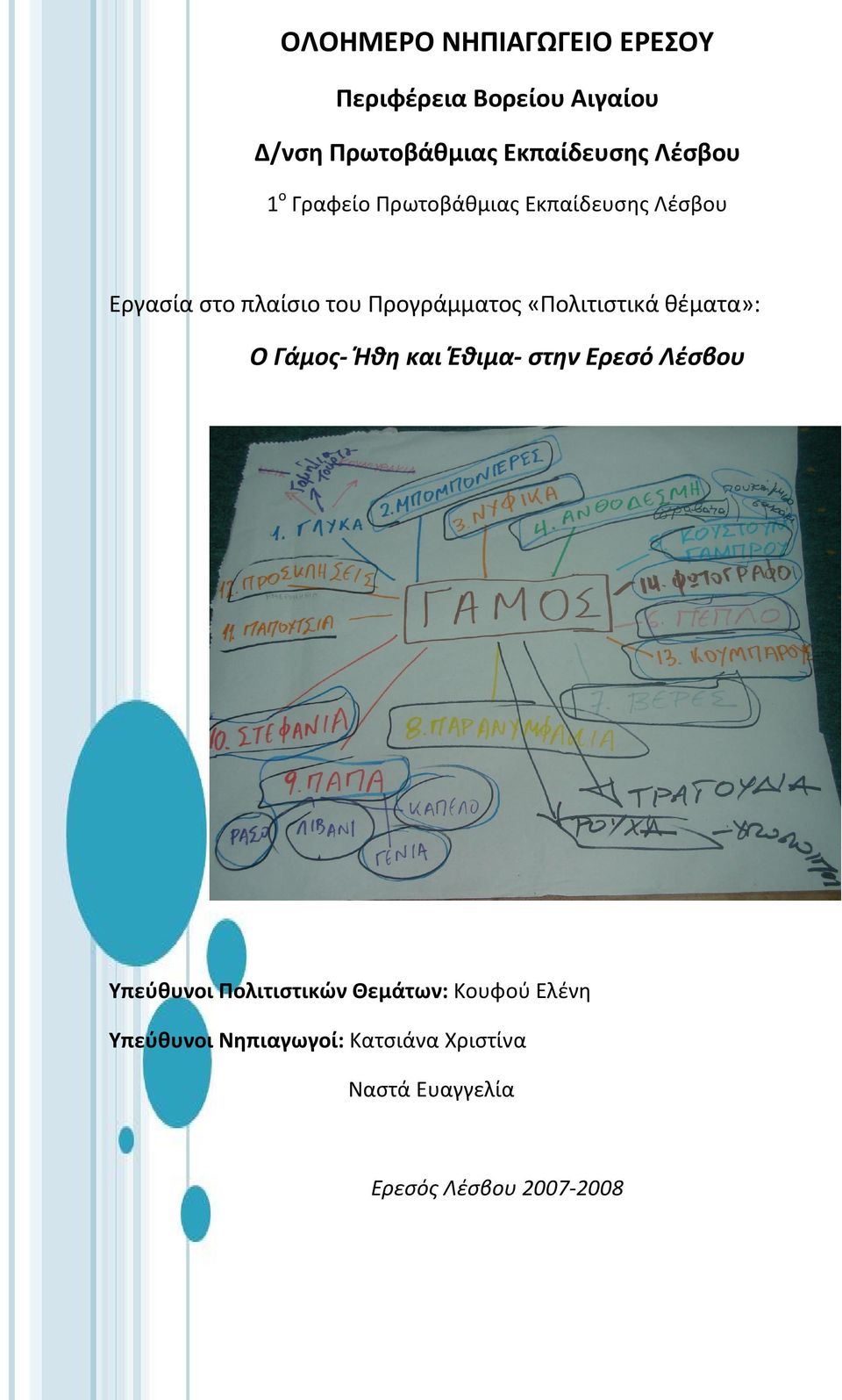 «Πολιτιστικά θέματα»: Ο Γάμος Ήθη και Έθιμα στην Ερεσό Λέσβου Υπεύθυνοι Πολιτιστικών