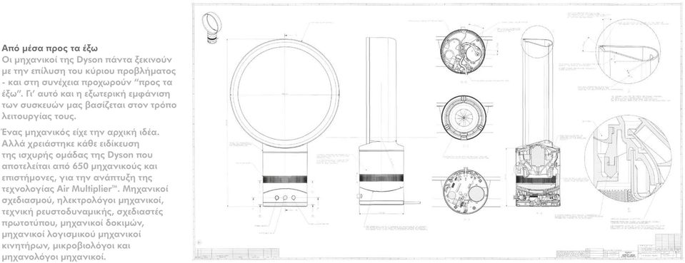 Αλλά χρειάστηκε κάθε ειδίκευση της ισχυρής ομάδας της Dyson που αποτελείται από 650 μηχανικούς και επιστήμονες, για την ανάπτυξη της τεχνολογίας Air