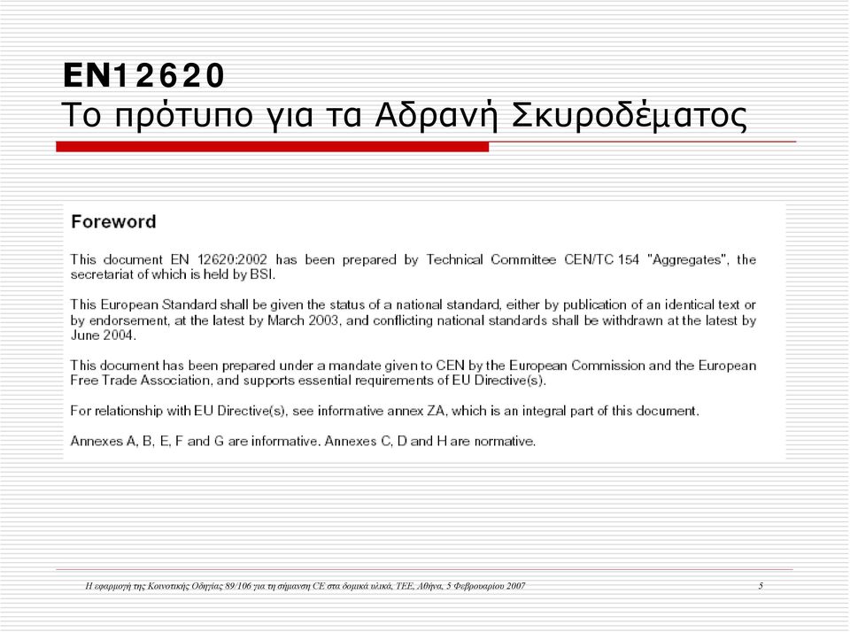 Οδηγίας 89/106 για τη σήμανση CE στα