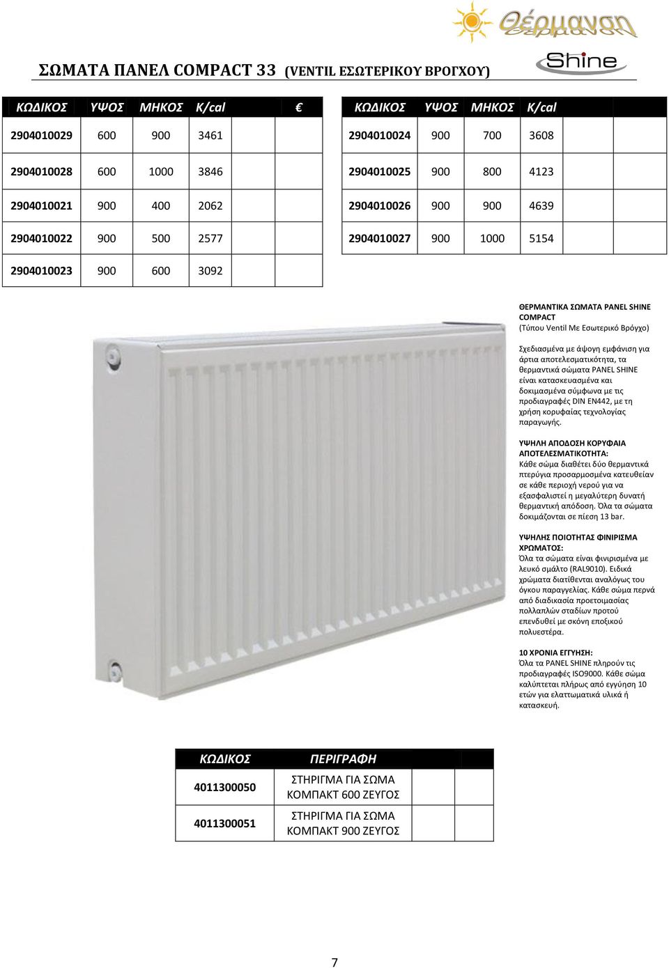 εμφάνιςθ για άρτια αποτελεςματικότθτα, τα κερμαντικά ςϊματα PANEL SHINE είναι καταςκευαςμζνα και δοκιμαςμζνα ςφμφωνα με τισ προδιαγραφζσ DIN EN442, με τθ χριςθ κορυφαίασ τεχνολογίασ παραγωγισ.