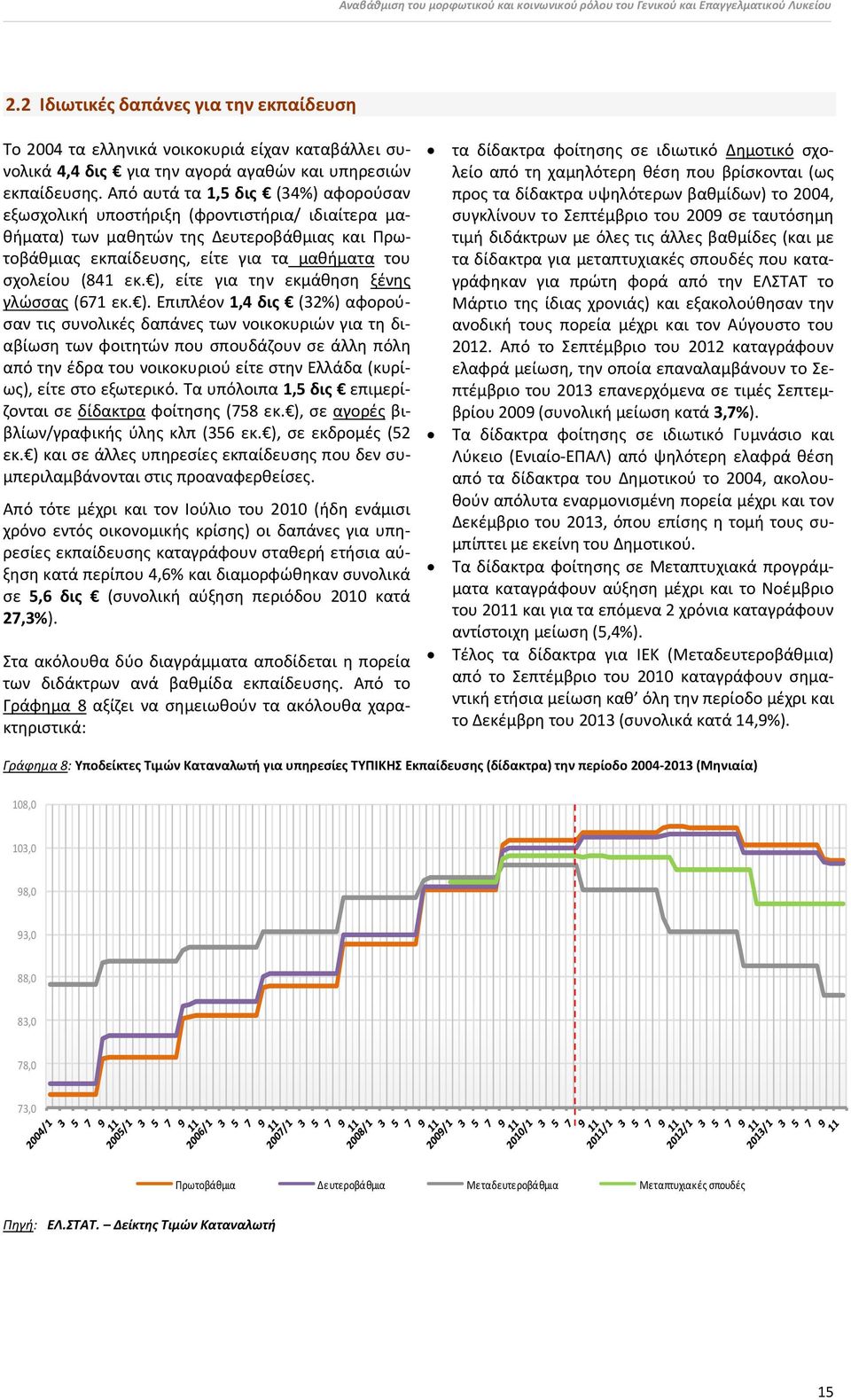 Από αυτά τα 1,5 δις (34%) αφορούσαν εξωσχολική υποστήριξη (φροντιστήρια/ ιδιαίτερα μαθήματα) των μαθητών της Δευτεροβάθμιας και Πρωτοβάθμιας εκπαίδευσης, είτε για τα μαθήματα του σχολείου (841 εκ.