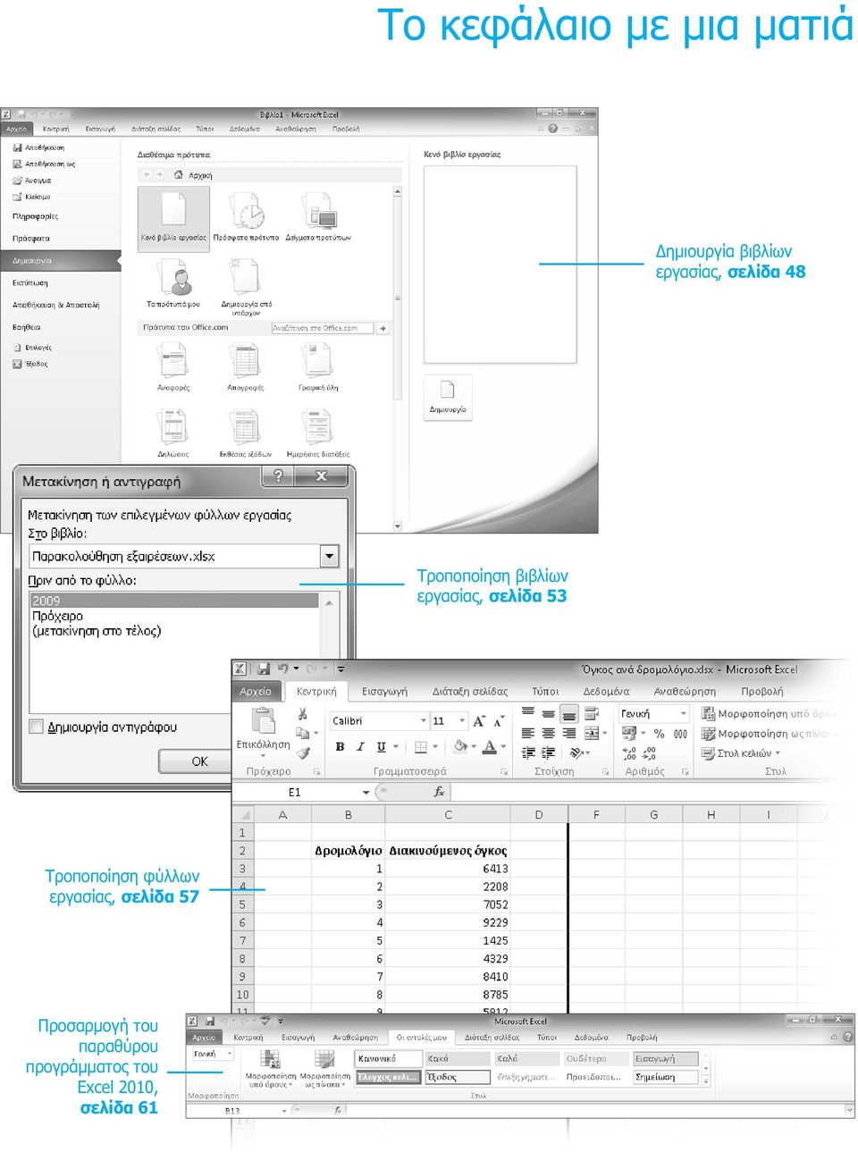 σελίδα 53 Τροποποίηση φύλλων εργασίας, σελίδα 57