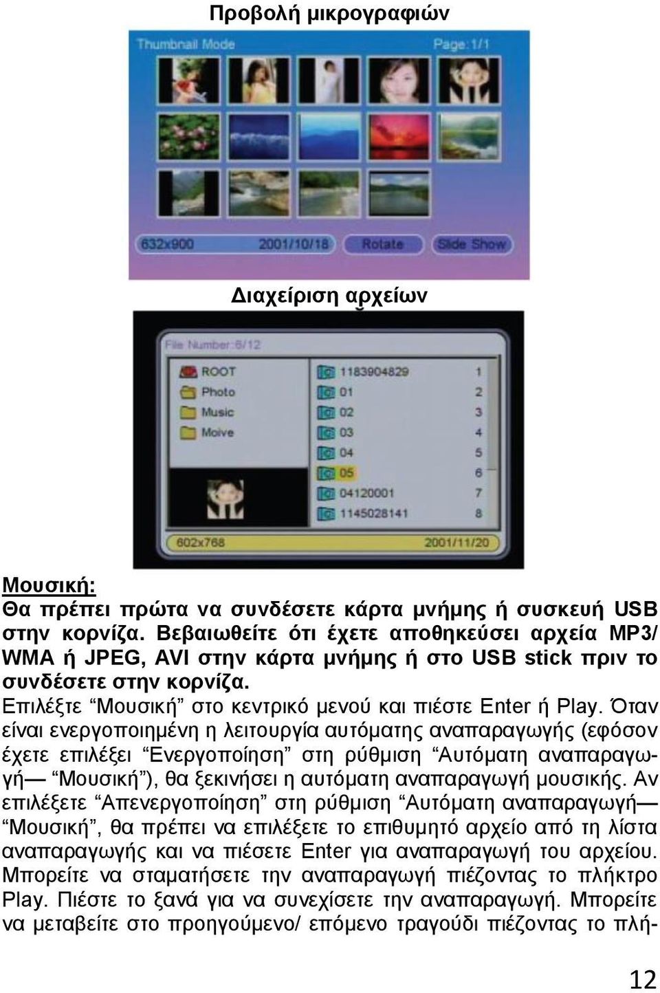 Όταν είναι ενεργοποιημένη η λειτουργία αυτόματης αναπαραγωγής (εφόσον έχετε επιλέξει Ενεργοποίηση στη ρύθμιση Αυτόματη αναπαραγωγή Μουσική ), θα ξεκινήσει η αυτόματη αναπαραγωγή μουσικής.