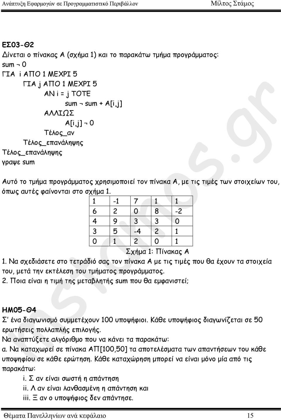 1-1 7 1 1 6 2 0 8-2 4 9 3 3 0 3 5-4 2 1 0 1 2 0 1 Σχήµα 1: Πίνακας Α 1.