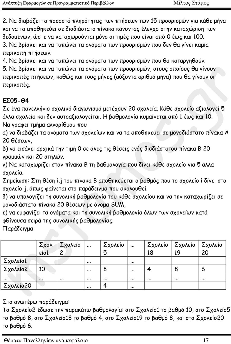 Να βρίσκει και να τυπώνει τα ονόµατα των προορισµών που θα καταργηθούν. 5.