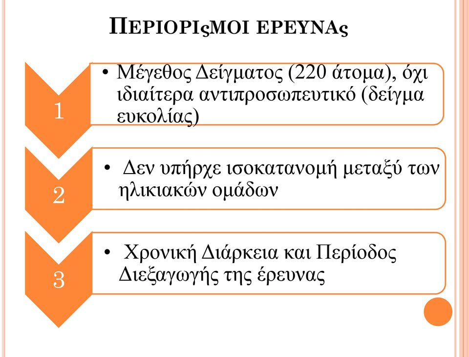 ευκολίας) Δεν υπήρχε ισοκατανομή μεταξύ των