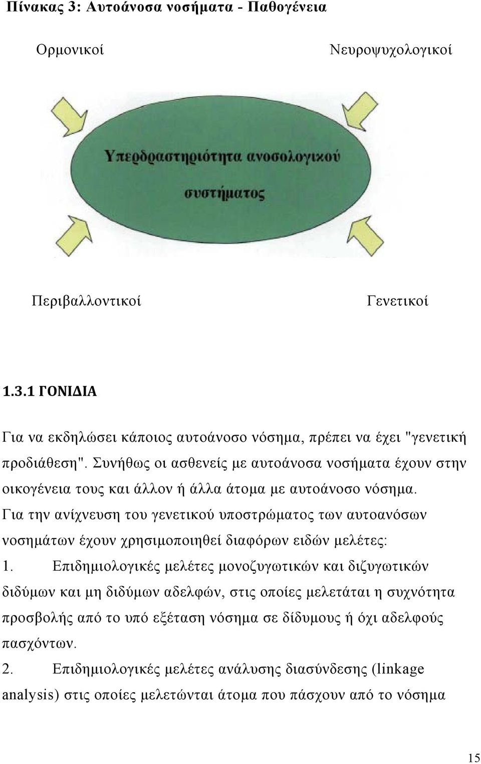 Για την ανίχνευση του γενετικού υποστρώματος των αυτοανόσων νοσημάτων έχουν χρησιμοποιηθεί διαφόρων ειδών μελέτες: 1.