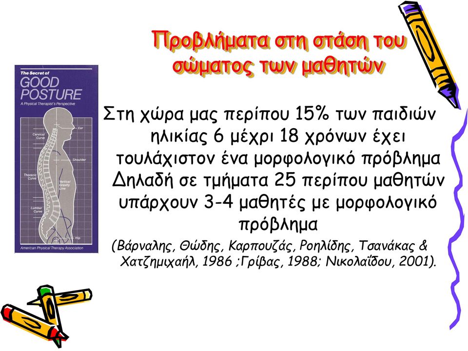 τμήματα 25 περίπου μαθητών υπάρχουν 3-4 μαθητές με μορφολογικό πρόβλημα (Βάρναλης,