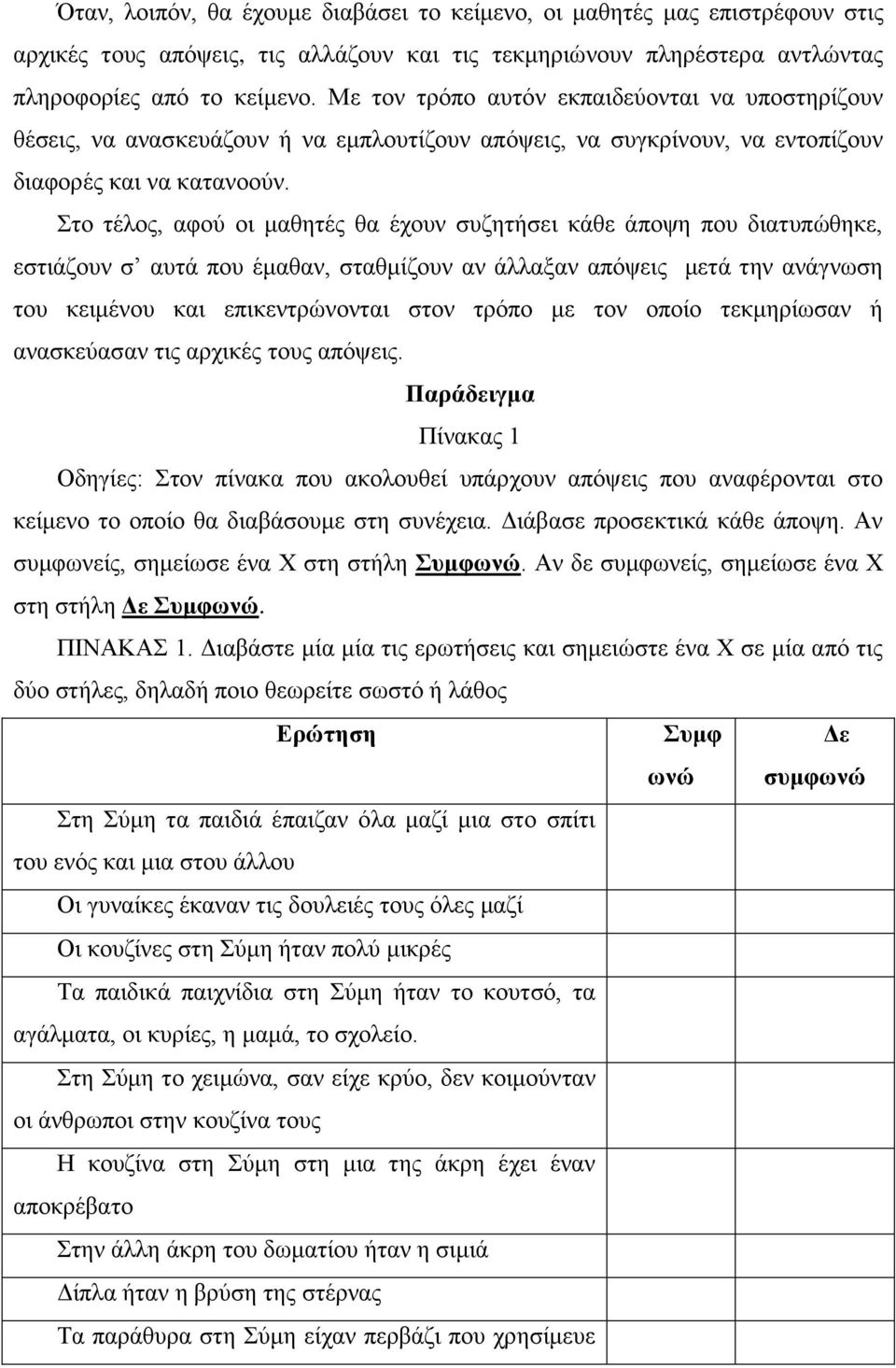 Στο τέλος, αφού οι μαθητές θα έχουν συζητήσει κάθε άποψη που διατυπώθηκε, εστιάζουν σ αυτά που έμαθαν, σταθμίζουν αν άλλαξαν απόψεις μετά την ανάγνωση του κειμένου και επικεντρώνονται στον τρόπο με