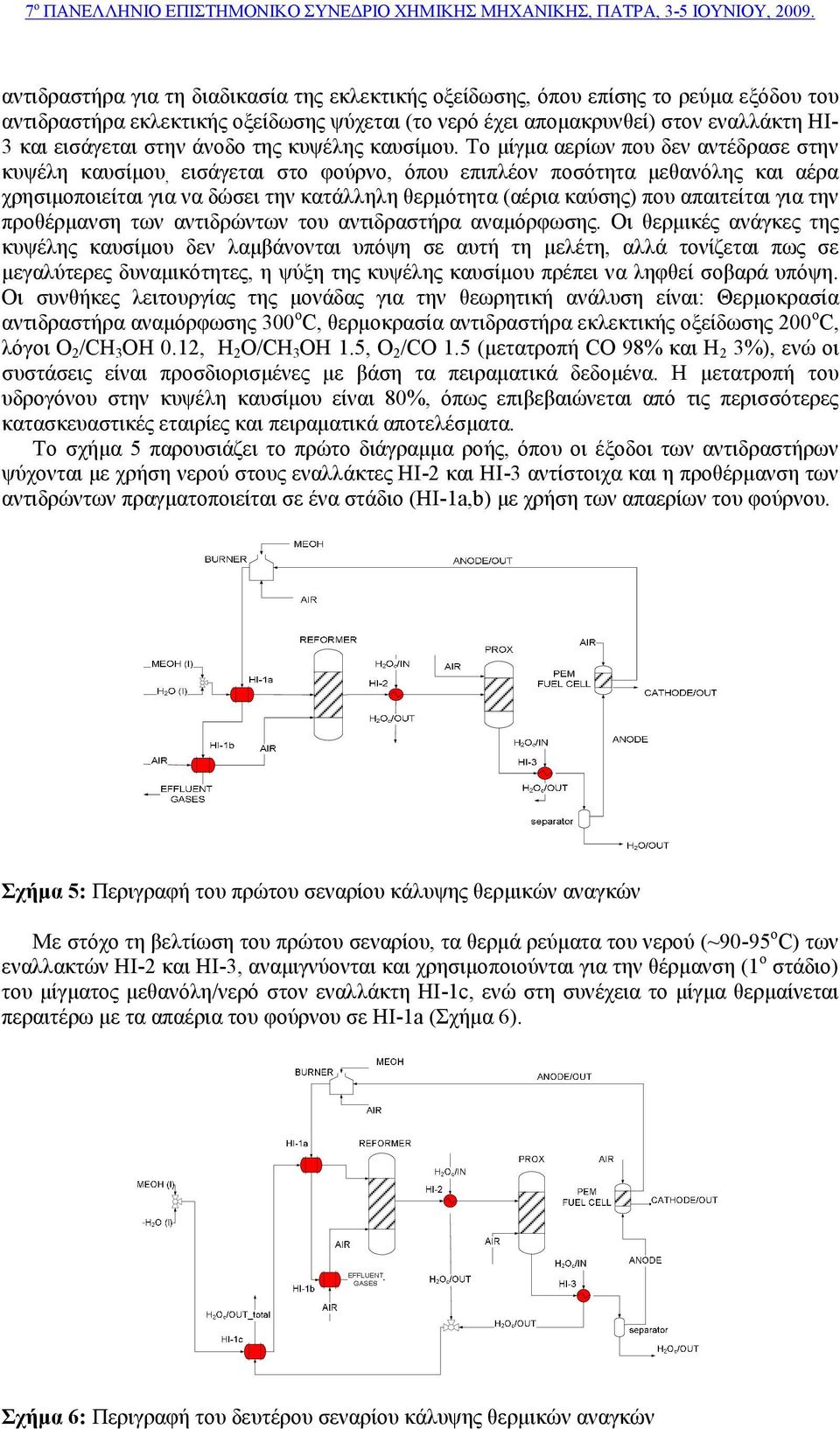 Το µίγµα αερίων που δεν αντέδρασε στην κυψέλη καυσίµου, εισάγεται στο φούρνο, όπου επιπλέον ποσότητα µεθανόλης και αέρα χρησιµοποιείται για να δώσει την κατάλληλη θερµότητα (αέρια καύσης) που