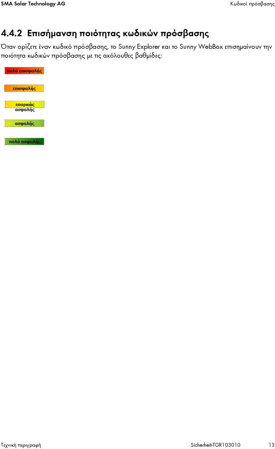 πρόσβασης, το Sunny Explorer και το Sunny WebBox επισημαίνουν την