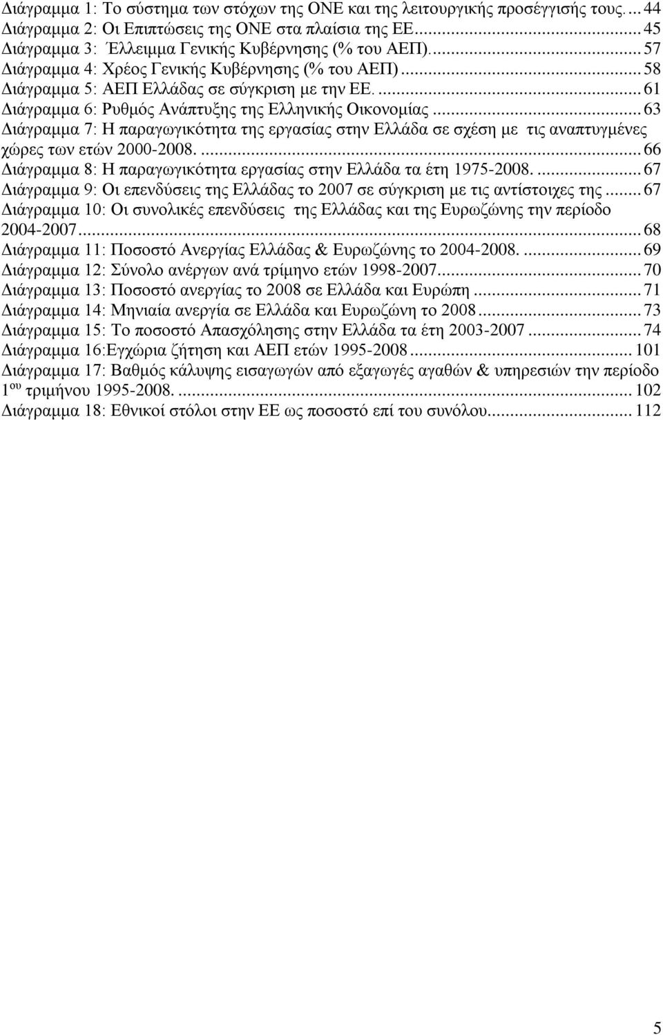 .. 63 Διάγραμμα 7: Η παραγωγικότητα της εργασίας στην Ελλάδα σε σχέση με τις αναπτυγμένες χώρες των ετών 2000-2008.... 66 Διάγραμμα 8: Η παραγωγικότητα εργασίας στην Ελλάδα τα έτη 1975-2008.