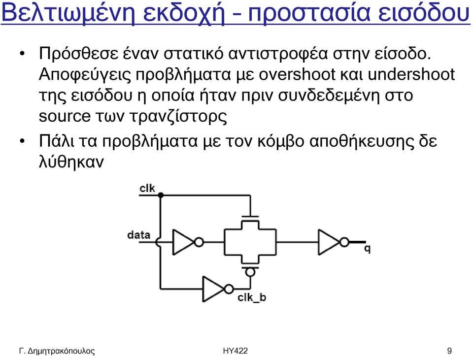 Αποφεύγεις προβλήματα με οvershoot και undershoot της εισόδου η