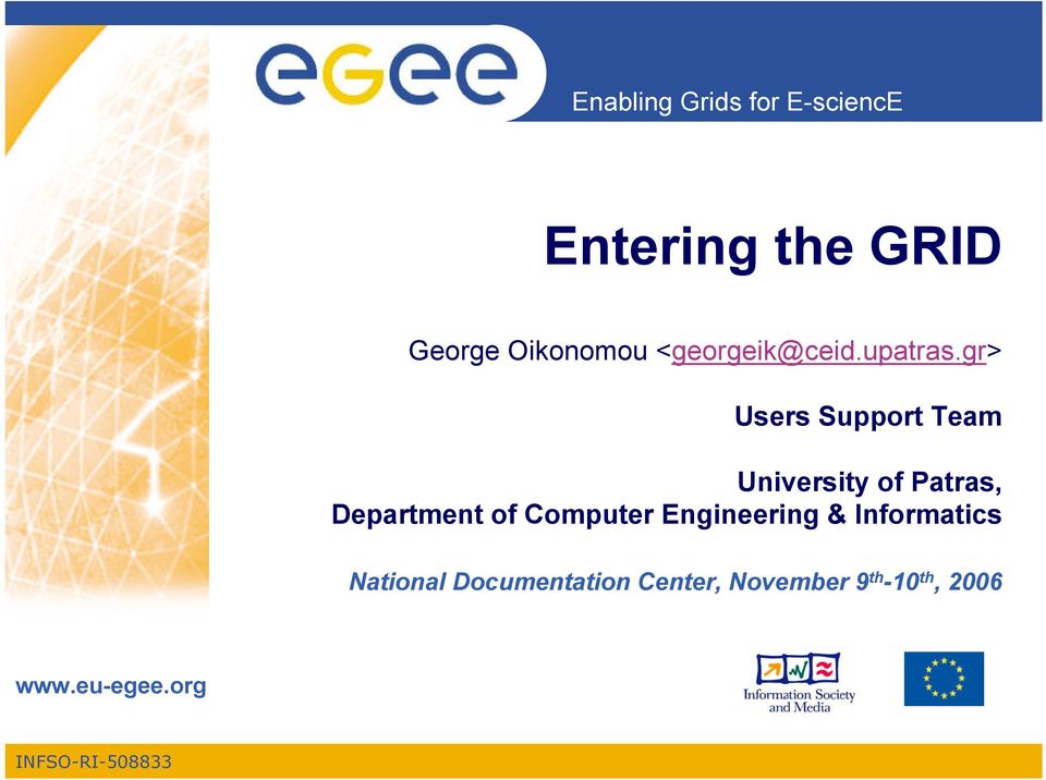 gr> Users Support Team University of Patras, Department