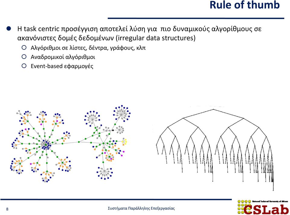 (irregular data structures) Αλγόριθμοι σε λίστες, δέντρα,