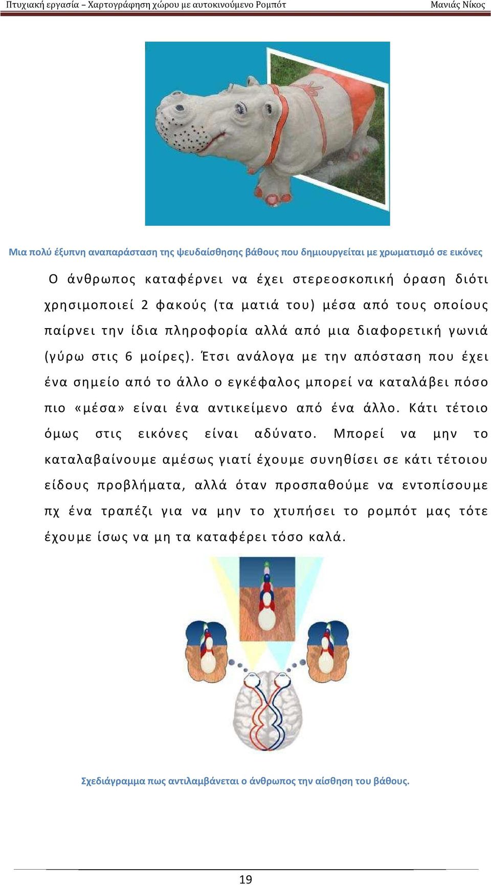 Έτσι ανάλογα με την απόσταση που έχει ένα σημείο από το άλλο ο εγκέφαλος μπορεί να καταλάβει πόσο πιο «μέσα» είναι ένα αντικείμενο από ένα άλλο. Κάτι τέτοιο όμως στις εικόνες είναι αδύνατο.