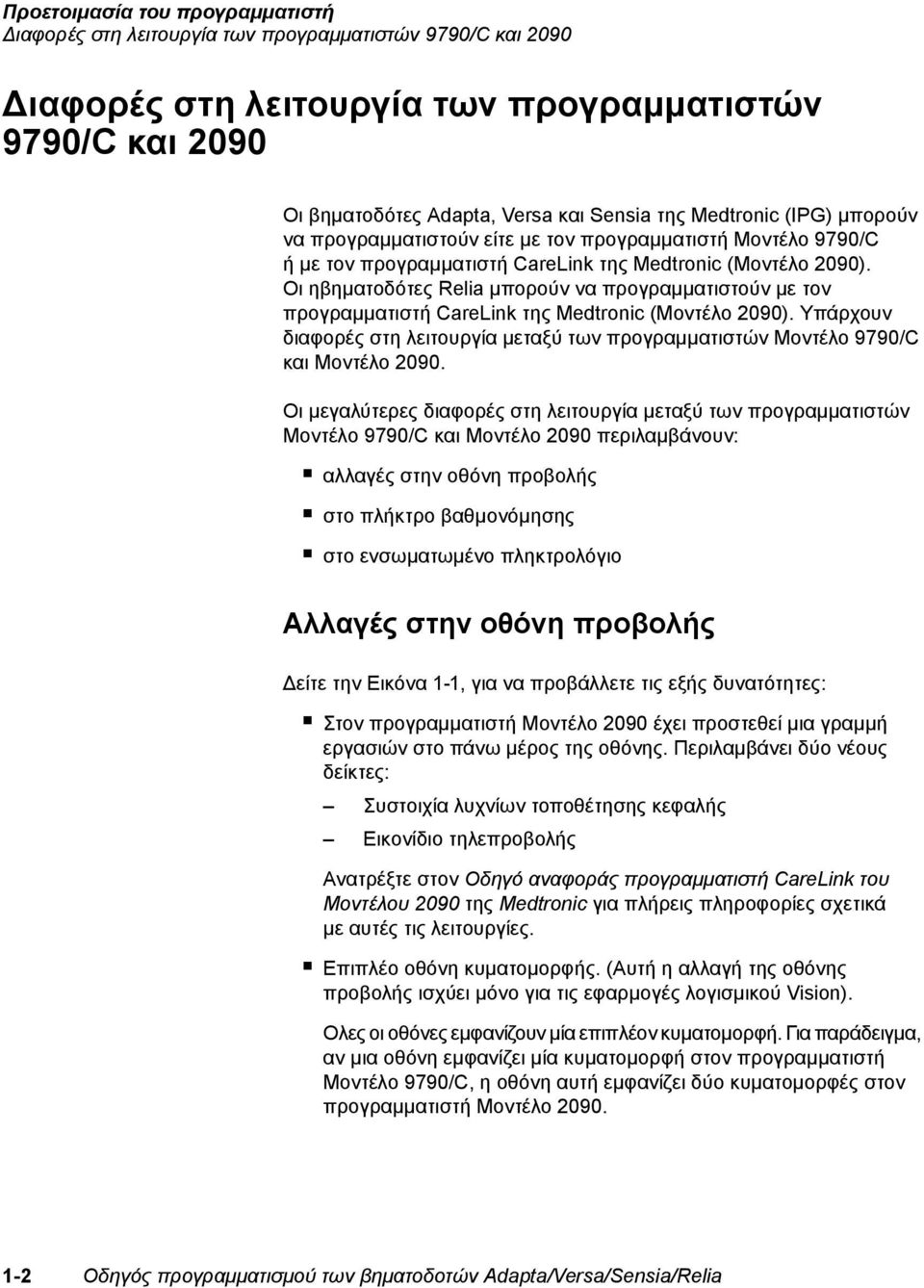 Οι ηβηματοδότες Relia μπορούν να προγραμματιστούν με τον προγραμματιστή CareLink της Medtronic (Μοντέλο 2090).
