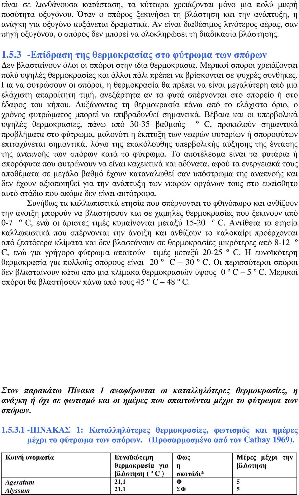 3 -Επίδραση της θερµοκρασίας στο φύτρωµα των σπόρων εν βλασταίνουν όλοι οι σπόροι στην ίδια θερµοκρασία.