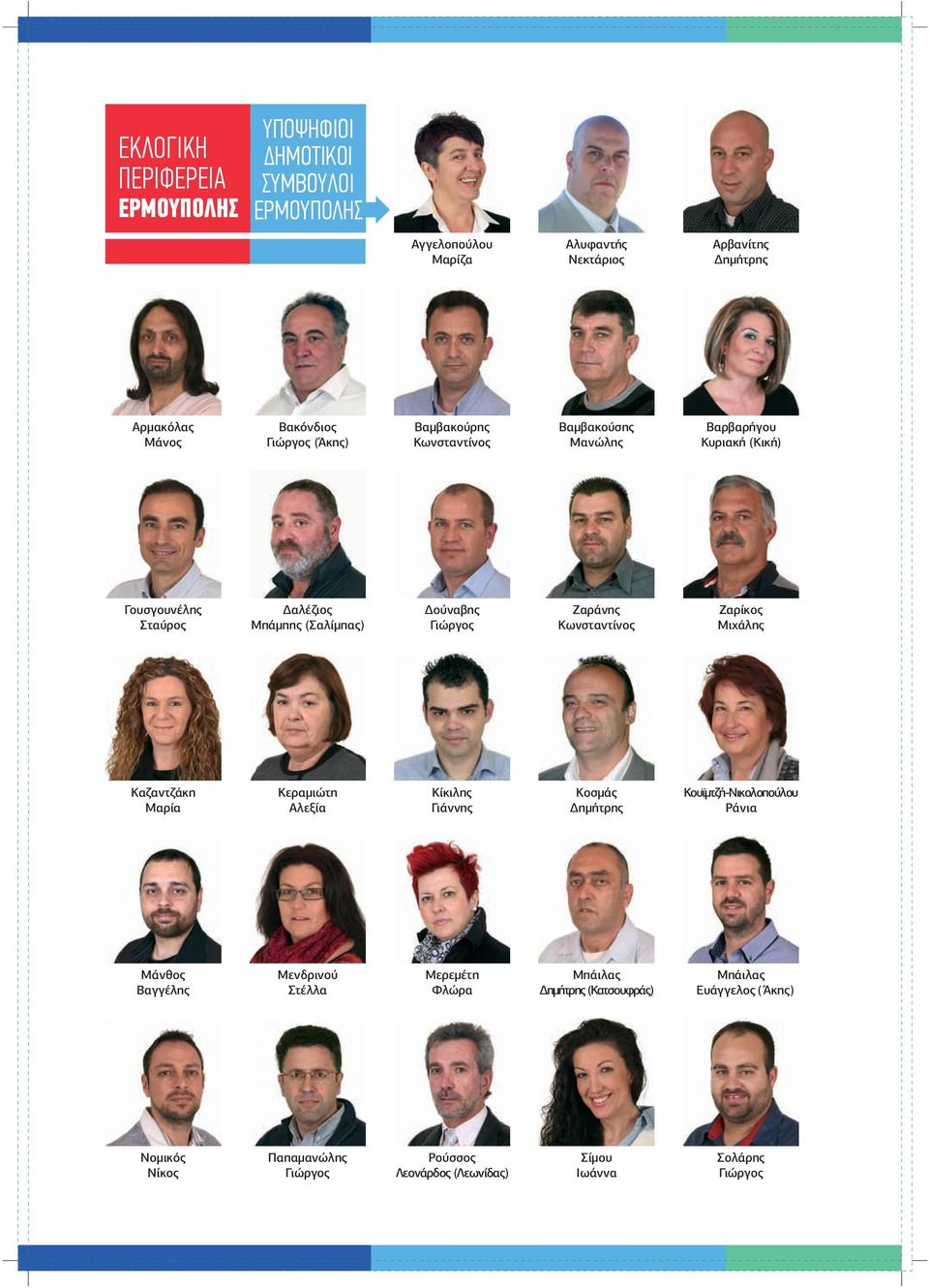 Γιάννης Κοσμάς Δημήτρης Κουϊμτζή-Νικολοπούλου Ράνια Γουσγουνέλης Σταύρος Δαλέζιος Μπάμπης (Σαλίμπας) Δούναβης Γιώργος Ζαράνης Κωνσταντίνος Ζαρίκος