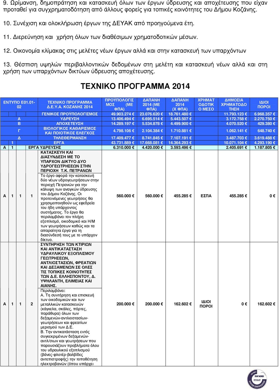Οικονοµία κλίµακας στις µελέτες νέων έργων αλλά και στην κατασκευή των υπαρχόντων 13.