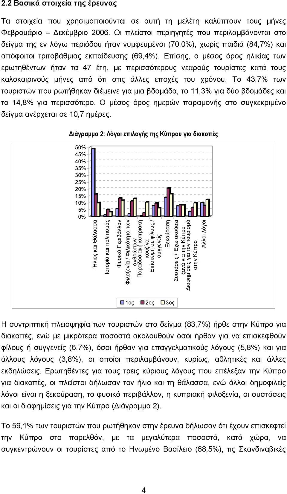 Επίσης, ο μέσος όρος ηλικίας των ερωτηθέντων ήταν τα 47 έτη, με περισσότερους νεαρούς τουρίστες κατά τους καλοκαιρινούς μήνες από ότι στις άλλες εποχές του χρόνου.