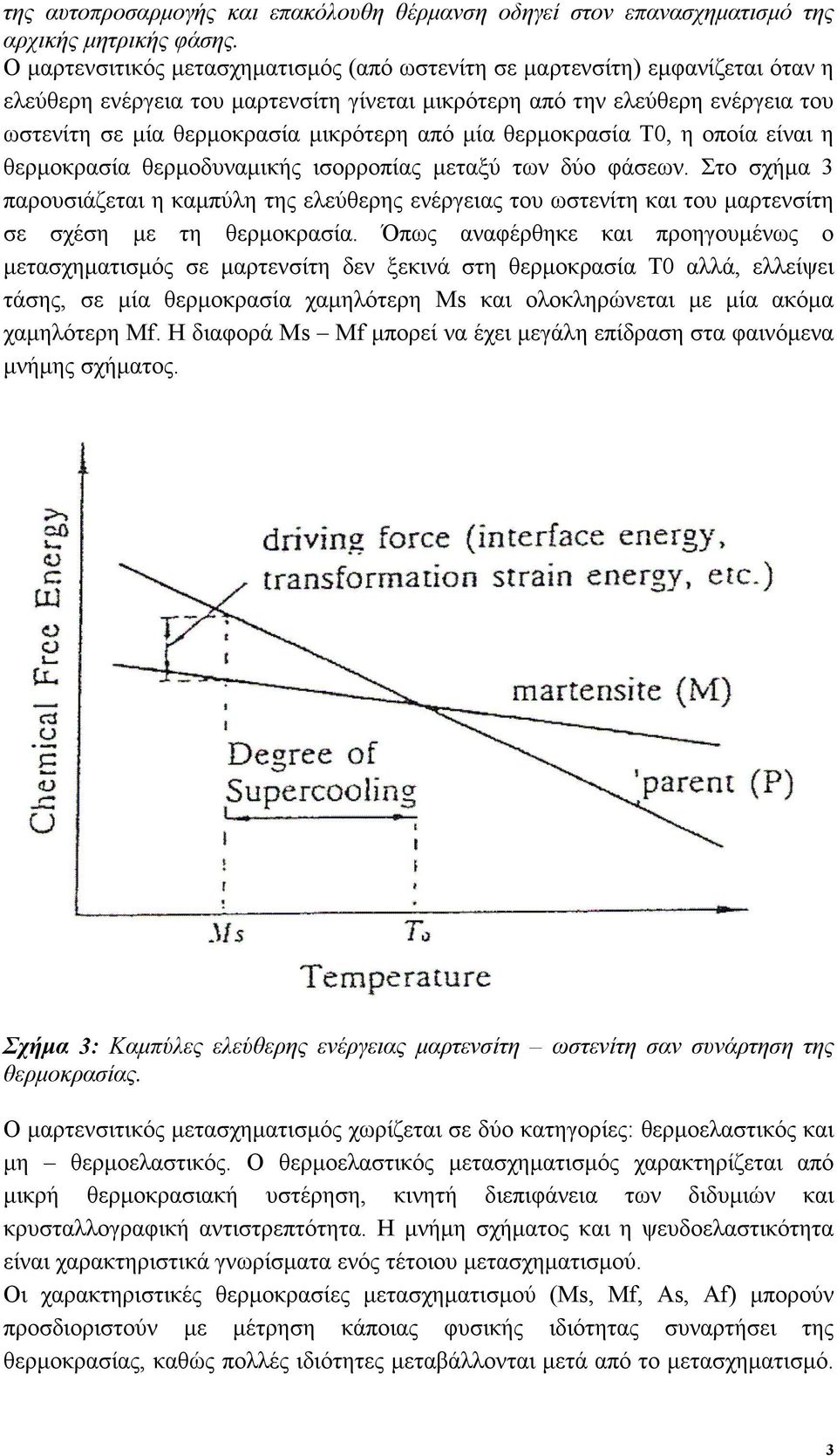 από µία θερµοκρασία Τ0, η οποία είναι η θερµοκρασία θερµοδυναµικής ισορροπίας µεταξύ των δύο φάσεων.