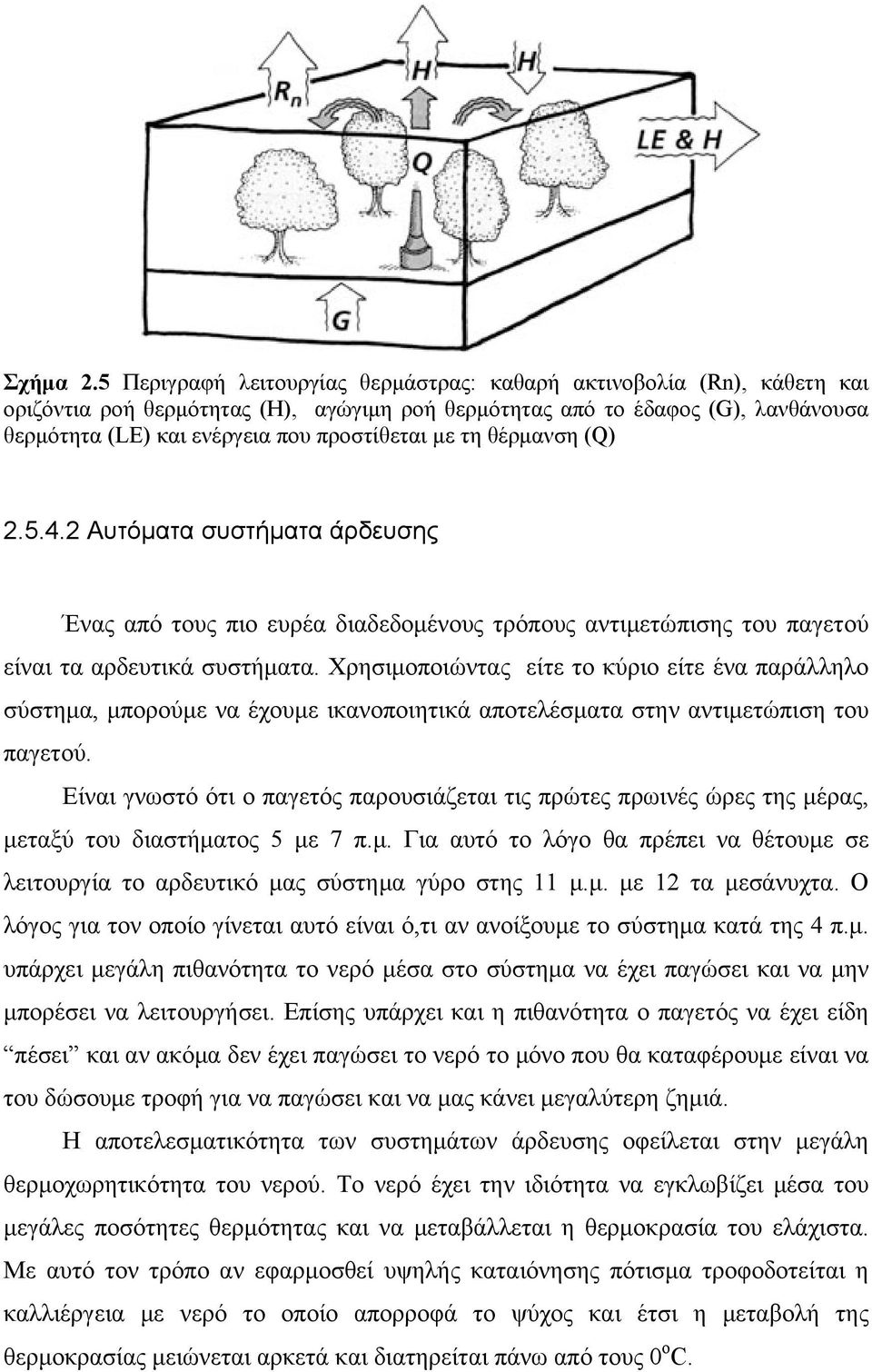 με τη θέρμανση (Q) 2.5.4.2 Αυτόματα συστήματα άρδευσης Ένας από τους πιο ευρέα διαδεδομένους τρόπους αντιμετώπισης του παγετού είναι τα αρδευτικά συστήματα.