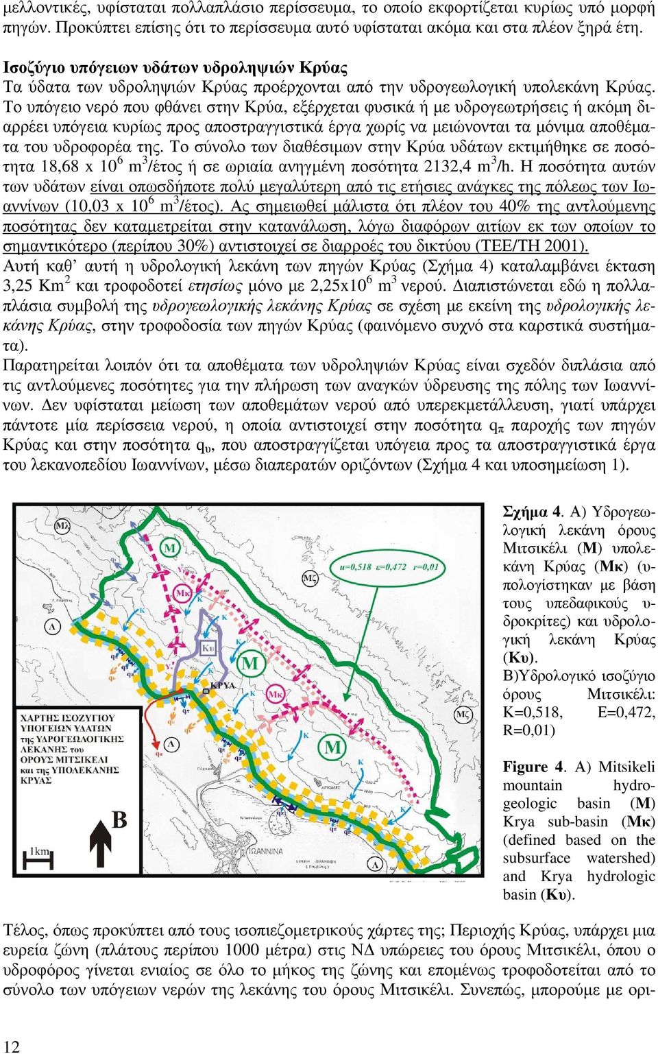 Το υπόγειο νερό που φθάνει στην Κρύα, εξέρχεται φυσικά ή µε υδρογεωτρήσεις ή ακόµη διαρρέει υπόγεια κυρίως προς αποστραγγιστικά έργα χωρίς να µειώνονται τα µόνιµα αποθέµατα του υδροφορέα της.